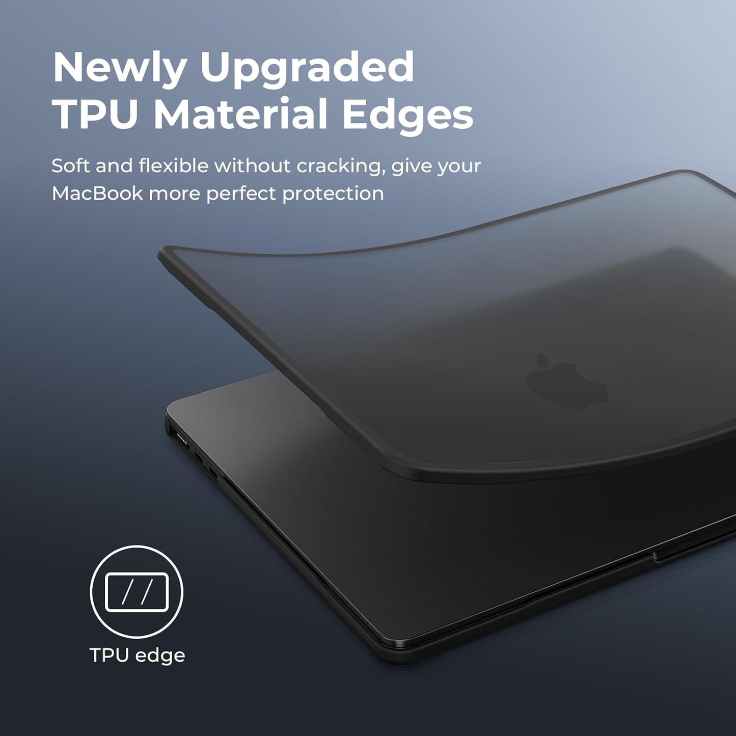 BlueSwan Anti-Cracking Hard Shell Case Compatible with MacBook Pro 14-inch 2025 2024-2021 Release M4 M3 M2 M1 Pro/Max Chip, Anti-Fingerprint Soft TPU Bumper, Frosted Black