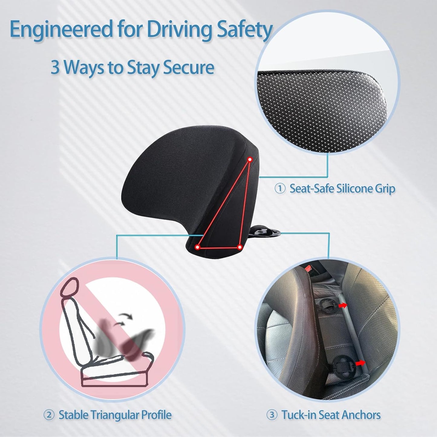 Ergonomic Sacral Cushion for Car & Office Chair - Fills Seat Gap for Tailbone & Lower Back Support, Memory Foam Wedge Pillow for SI Joint Comfort, Non-Slip Design with Seat Anchor