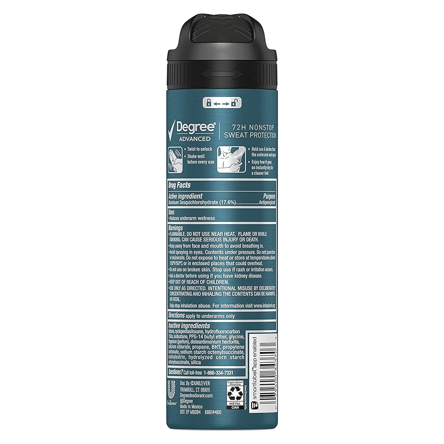 Degree Men Cool Rush Dry Spray 3.8 oz, Pack of 3, 72-Hour Protection, MotionSense Technology