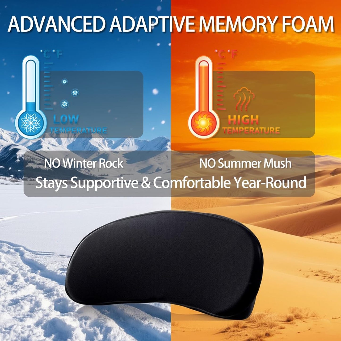 Ergonomic Sacral Cushion for Car & Office Chair - Fills Seat Gap for Tailbone & Lower Back Support, Memory Foam Wedge Pillow for SI Joint Comfort, Non-Slip Design with Seat Anchor