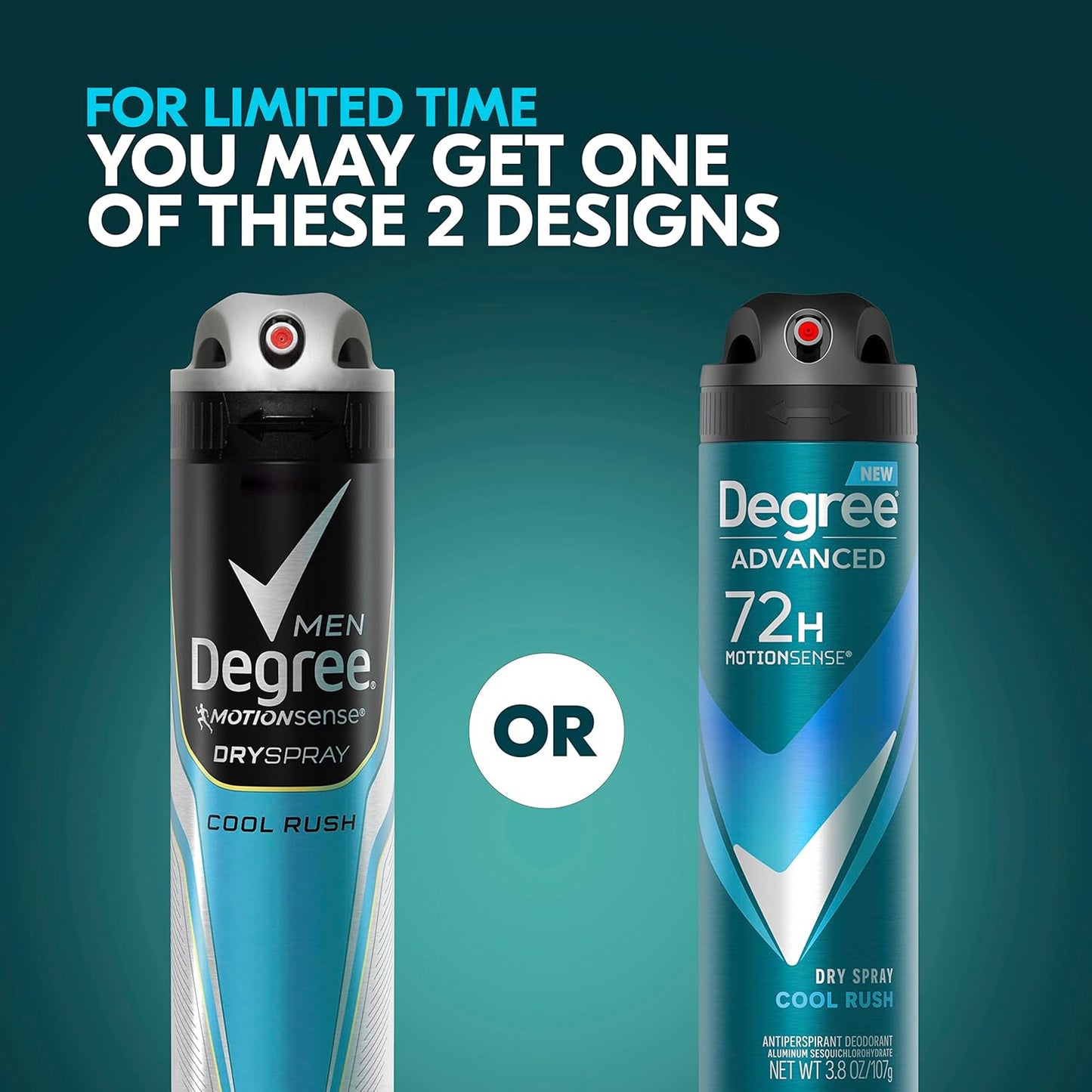 Degree Men Cool Rush Dry Spray 3.8 oz, Pack of 3, 72-Hour Protection, MotionSense Technology