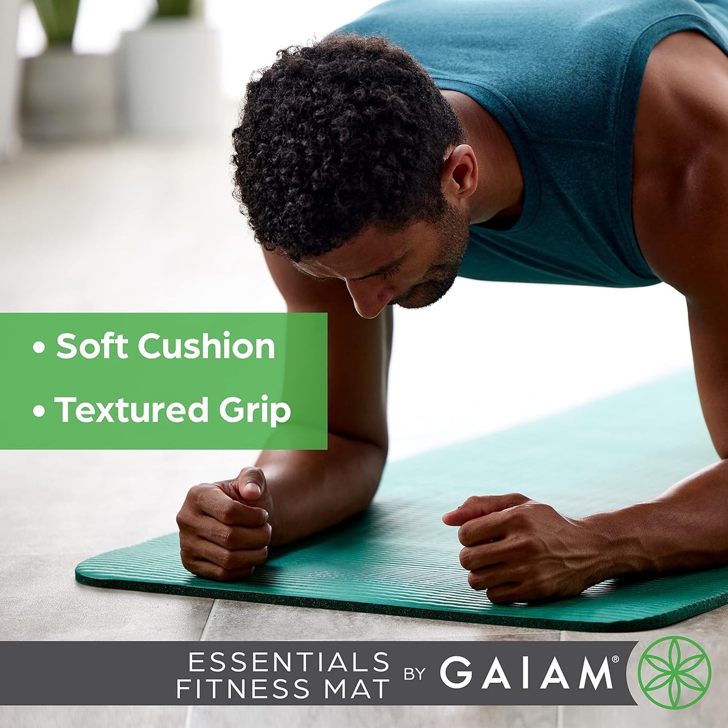 Gaiam Essentials Thick Yoga Mat Fitness & Exercise Mat with Easy-Cinch Carrier Strap,72"L X 24"W X 2/5 Thick, 10mm