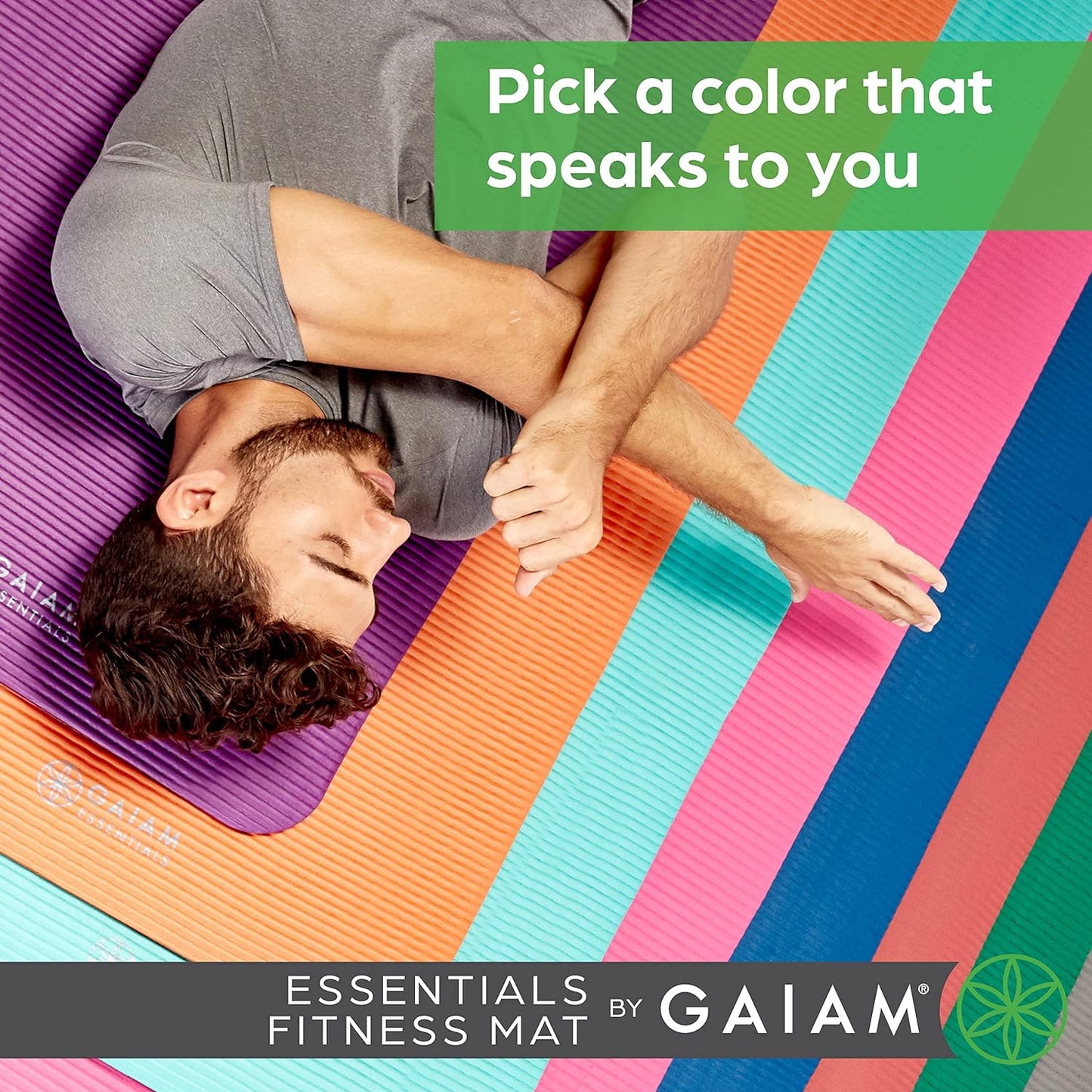 Gaiam Essentials Thick Yoga Mat Fitness & Exercise Mat with Easy-Cinch Carrier Strap,72"L X 24"W X 2/5 Thick, 10mm