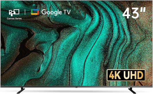 FPD 43 Inch Smart TV 4K UHD LED Flat Screen Google TV with Google Cast, Bluetooth, HDMI, Streaming Live, HDR 10, Dolby Vision, Ultra Slim Television(Canvas-Series, CG43-C3, 2025)